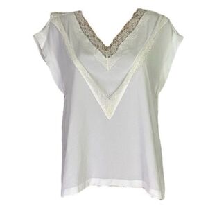 Maje White V-Neck Lace-Trim Camisole